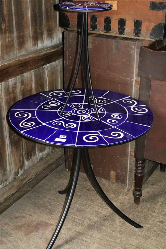 Circular tile top table & stool